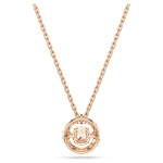 Constella pendant Round cut, Dancing stone, Pink, Rose gold-tone plated